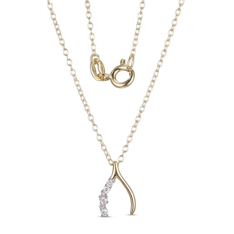Main Image 1 of 1/15 CT. T.W. Diamond Wishbone Pendant in Sterling Silver with 18K Gold Plate