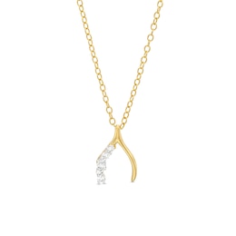 1/15 CT. T.W. Diamond Wishbone Pendant in Sterling Silver with 18K Rose Gold Plate