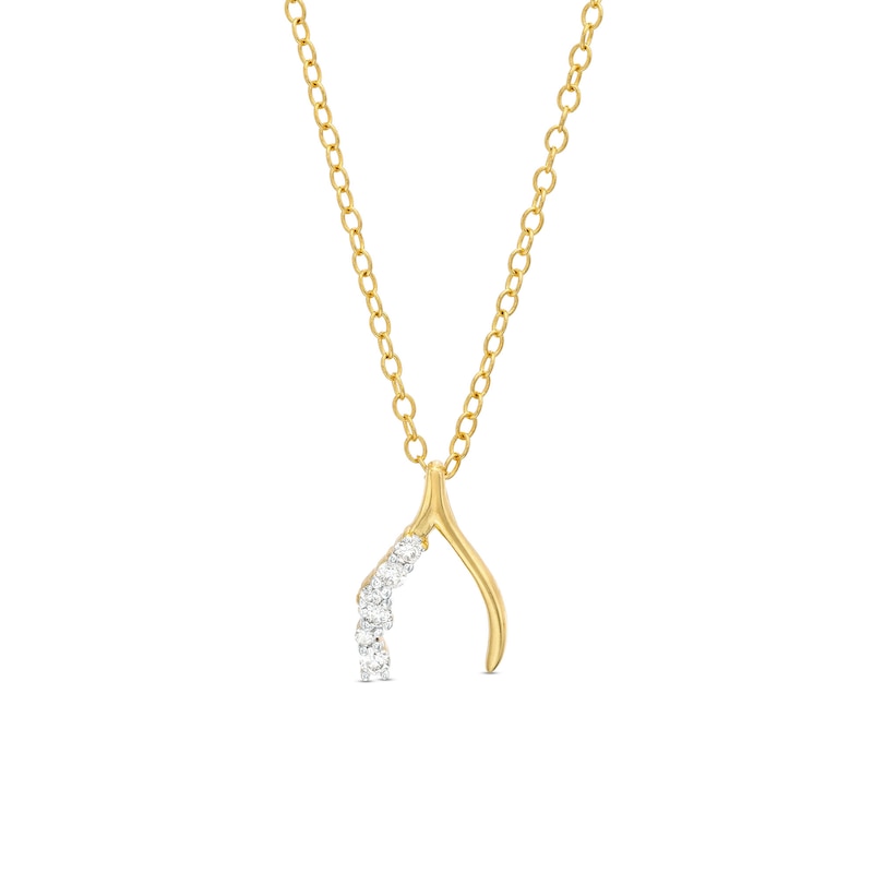Main Image 1 of 1/15 CT. T.W. Diamond Wishbone Pendant in Sterling Silver with 18K Rose Gold Plate