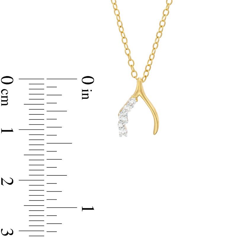 Main Image 3 of 1/15 CT. T.W. Diamond Wishbone Pendant in Sterling Silver with 18K Rose Gold Plate