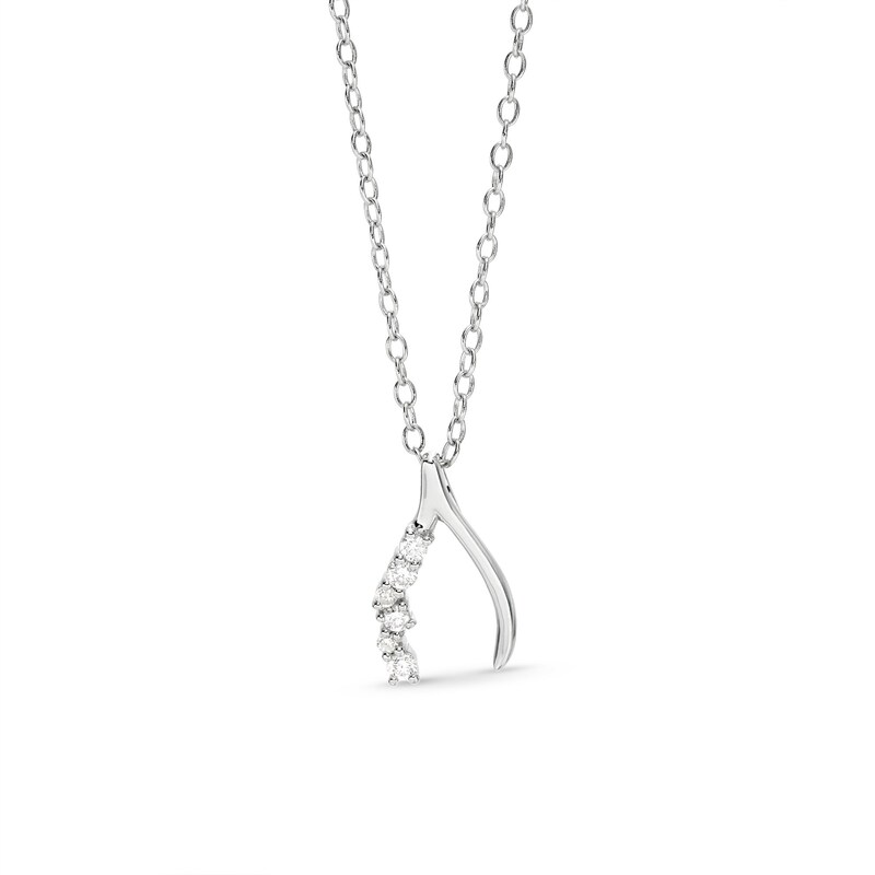 Main Image 1 of 1/15 CT. T.W. Diamond Wishbone Pendant in Sterling Silver