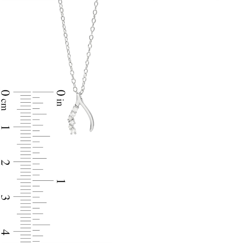Main Image 3 of 1/15 CT. T.W. Diamond Wishbone Pendant in Sterling Silver