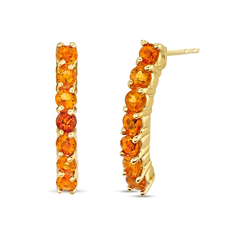 Main Image 1 of Citrine Seven Stone Hoop Earrings in 14K Gold