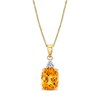 Thumbnail Image 0 of Cushion-Cut Citrine and 1/20 CT. T.W. Diamond Trio Pendant in 14K Gold