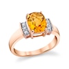 Thumbnail Image 1 of Cushion-Cut Citrine and 1/8 CT. T.W. Diamond Collar Ring in 14K Rose Gold