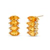 Thumbnail Image 1 of Marquise Citrine and 1/10 CT. T.W. Diamond Hoop Earrings in 14K Gold