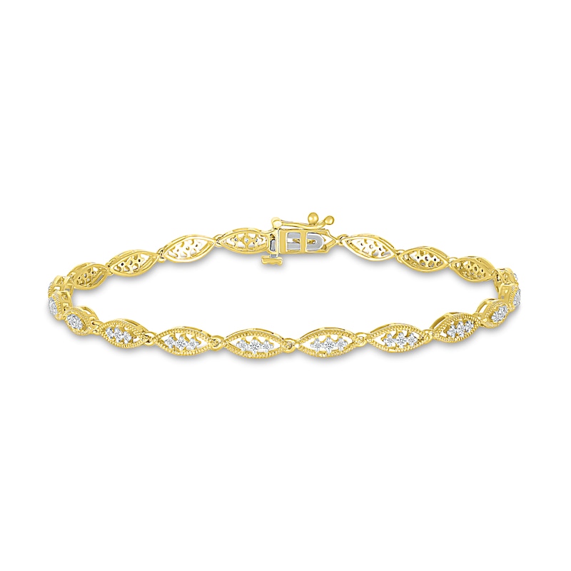 1/3 CT. T.W. Diamond Marquise-Shaped Link Bracelet in 10K Gold – 7.25"