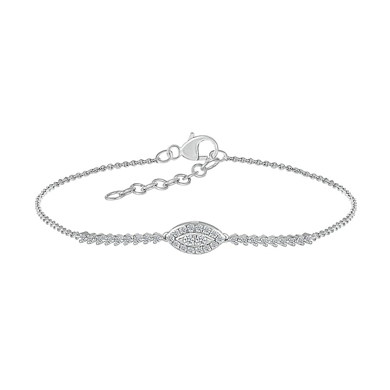 Main Image 1 of 1/3 CT. T.W. Marquise-Shaped Multi-Diamond Frame Bracelet in 10K White Gold – 6.0"