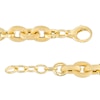 Thumbnail Image 3 of Italian Gold 2.0mm Diamond-Cut Glitter Link Chain Alternating Bracelet in Hollow 14K Gold – 9"
