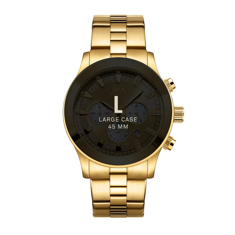 Main Image 4 of JBW Delano 1/5 CT. T.W. Diamond 18K Gold Plate Chronograph Watch with Silver-Tone Dial (Model: JB-6218-E)