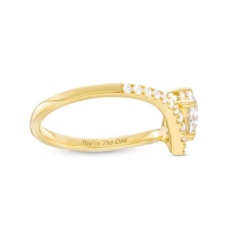 Main Image 3 of You're the One™ 1-1/5 CT. T.W. Certified Lab-Grown Diamond Chevron Engagement Ring in 14K Gold (F/SI2)