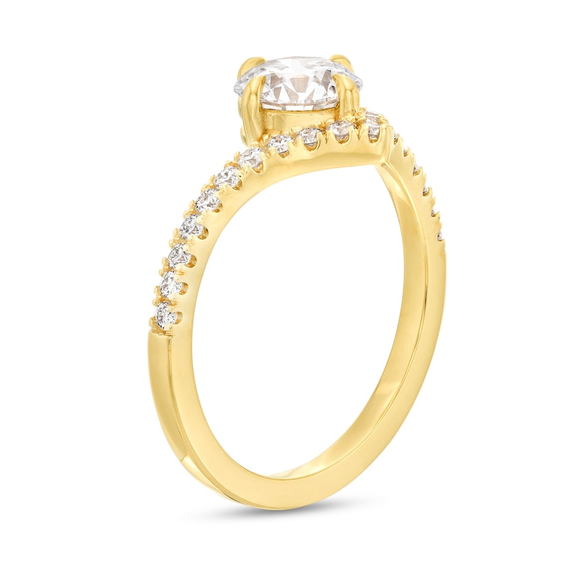 Main Image 4 of You're the One™ 1-1/5 CT. T.W. Certified Lab-Grown Diamond Chevron Engagement Ring in 14K Gold (F/SI2)