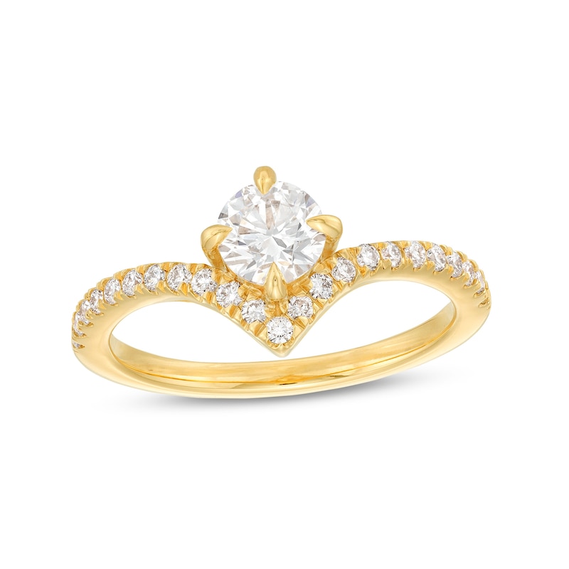Main Image 1 of You're the One™ 3/4 CT. T.W. Certified Lab-Grown Diamond Chevron Engagement Ring in 14K Gold (F/SI2)