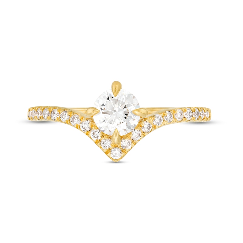 Main Image 5 of You're the One™ 3/4 CT. T.W. Certified Lab-Grown Diamond Chevron Engagement Ring in 14K Gold (F/SI2)