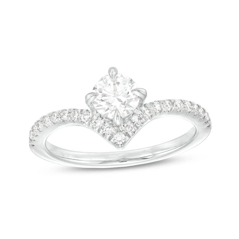 Main Image 1 of You're the One™ 3/4 CT. T.W. Certified Lab-Grown Diamond Chevron Engagement Ring in 14K White Gold (F/SI2)