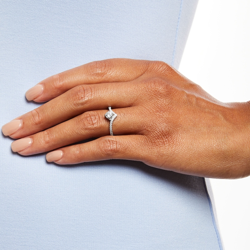 Main Image 2 of You're the One™ 3/4 CT. T.W. Certified Lab-Grown Diamond Chevron Engagement Ring in 14K White Gold (F/SI2)