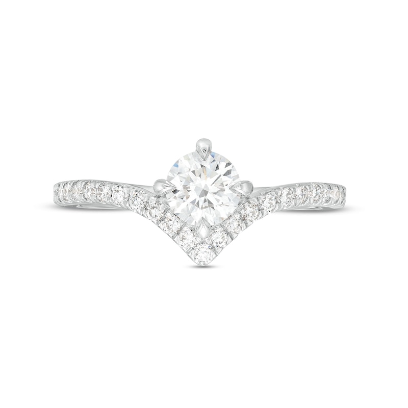 Main Image 5 of You're the One™ 3/4 CT. T.W. Certified Lab-Grown Diamond Chevron Engagement Ring in 14K White Gold (F/SI2)