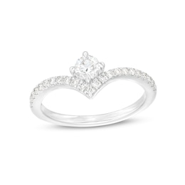 You're the One™ 3/8 CT. T.W. Certified Lab-Created Diamond Chevron Engagement Ring in 14K White Gold (F/SI2)
