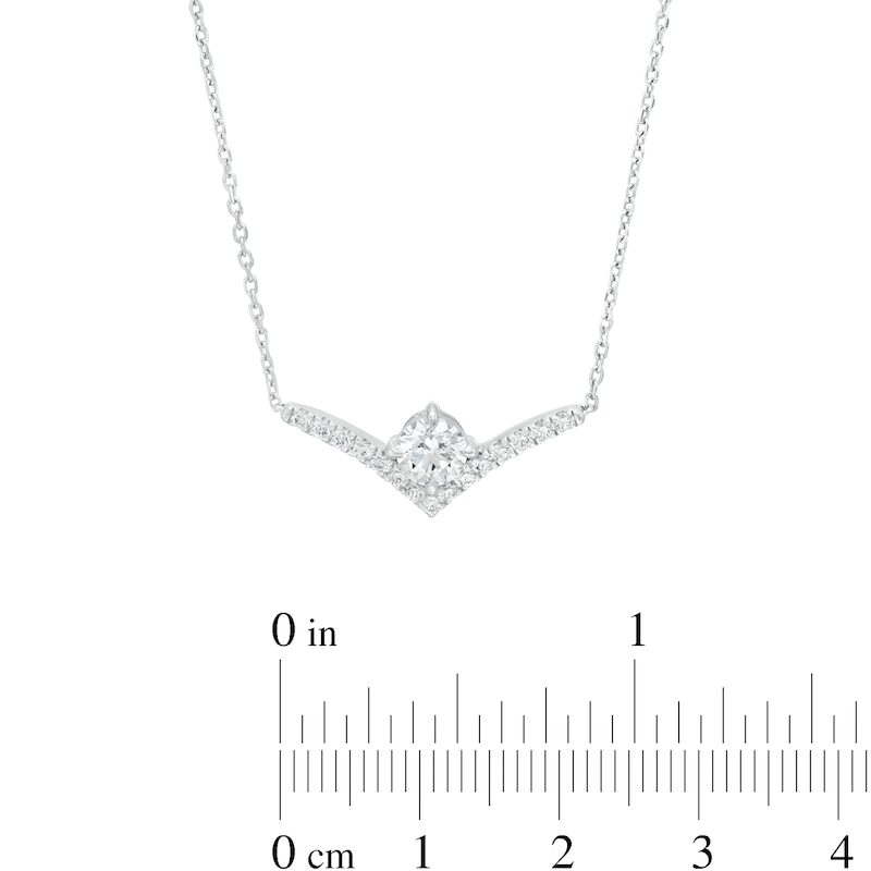 Main Image 3 of You're the One™ 5/8 CT. T.W. Certified Lab-Grown Diamond Chevron Necklace in 14K White Gold (F/SI2) – 18.5"