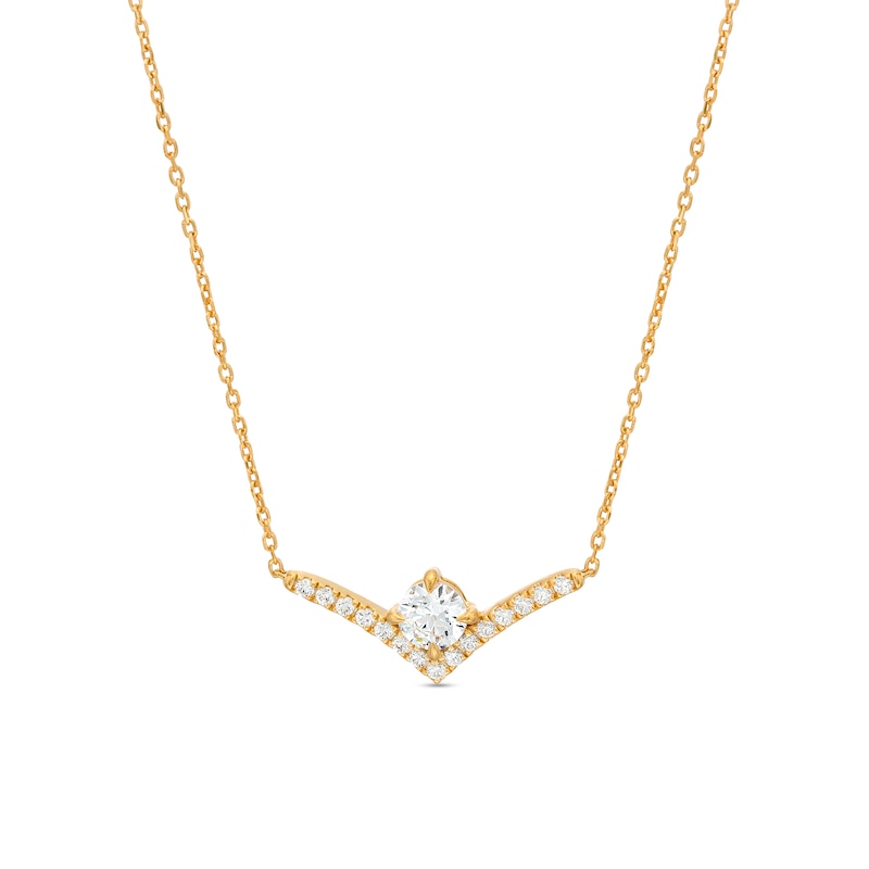 Main Image 1 of You're the One™ 5/8 CT. T.W. Certified Lab-Grown Diamond Chevron Necklace in 14K Gold (F/SI2) – 18.5"