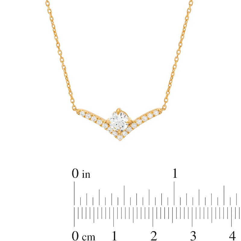 Main Image 3 of You're the One™ 5/8 CT. T.W. Certified Lab-Grown Diamond Chevron Necklace in 14K Gold (F/SI2) – 18.5"