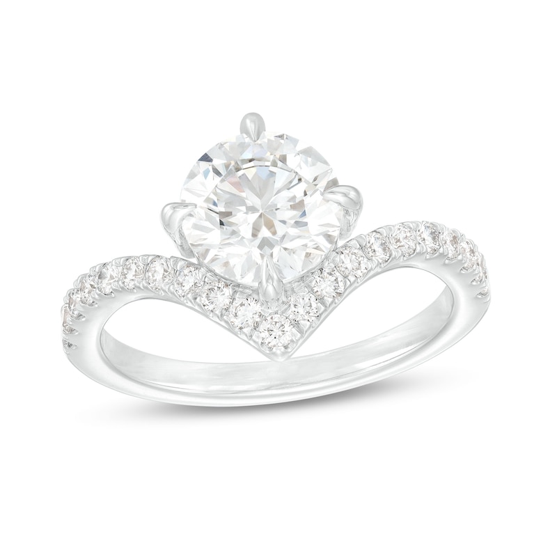 Main Image 1 of You're the One™ 1-3/4 CT. T.W. Certified Lab-Grown Diamond Chevron Engagement Ring in 14K White Gold (F/SI2)