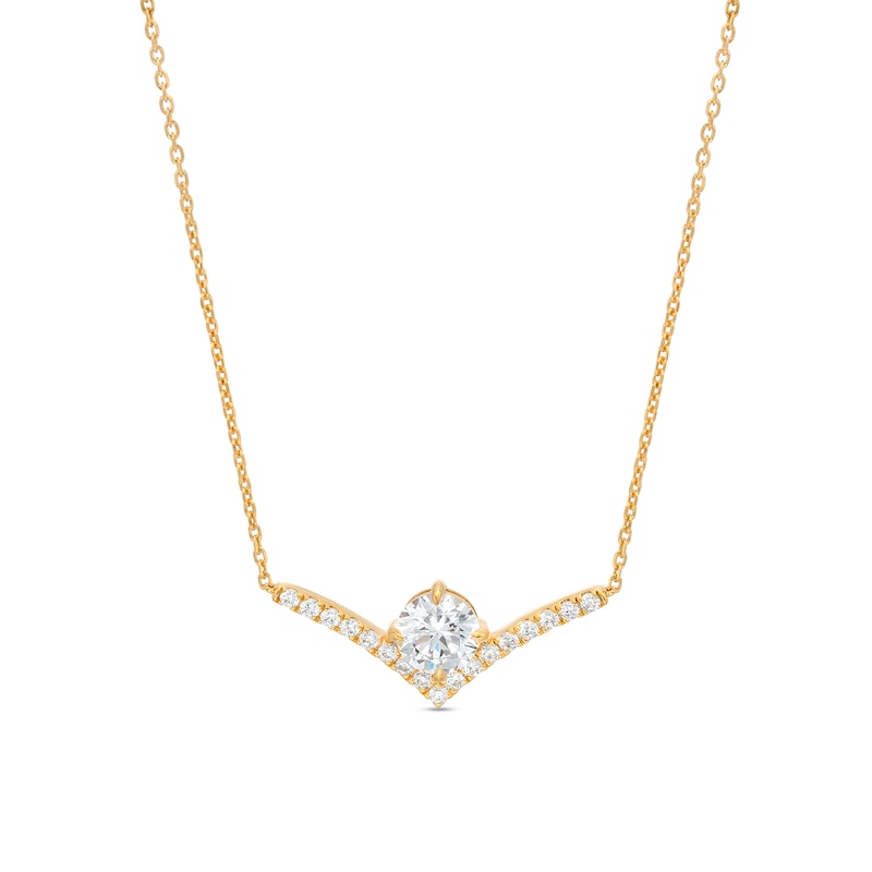 Main Image 1 of You're the One™ 1-1/5 CT. T.W. Certified Lab-Created Diamond Chevron Necklace in 14K Gold (F/SI2) – 18.5"