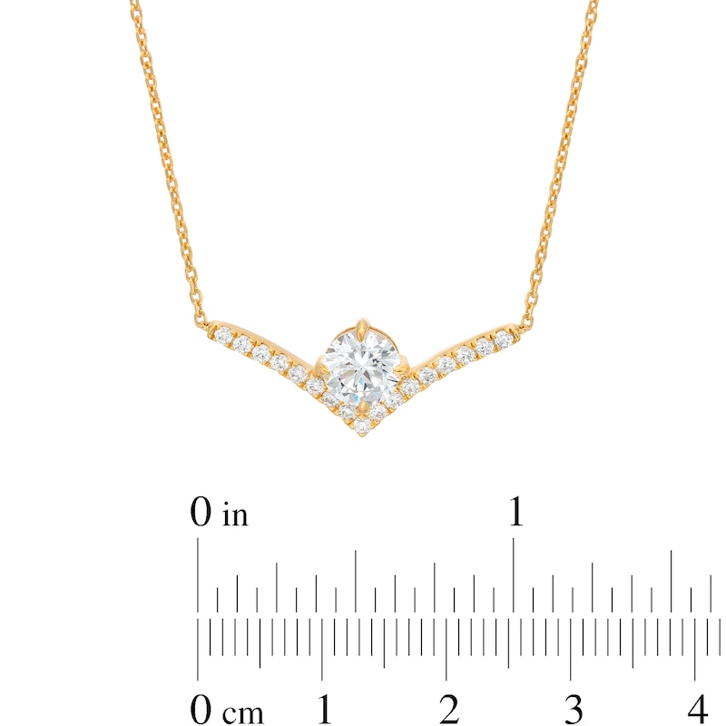 Main Image 3 of You're the One™ 1-1/5 CT. T.W. Certified Lab-Created Diamond Chevron Necklace in 14K Gold (F/SI2) – 18.5"