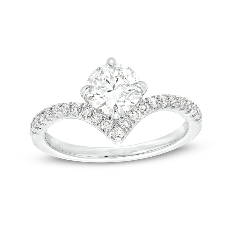 Main Image 1 of You're the One™ 1-1/5 CT. T.W. Certified Lab-Grown Diamond Chevron Engagement Ring in 14K White Gold (F/SI2)