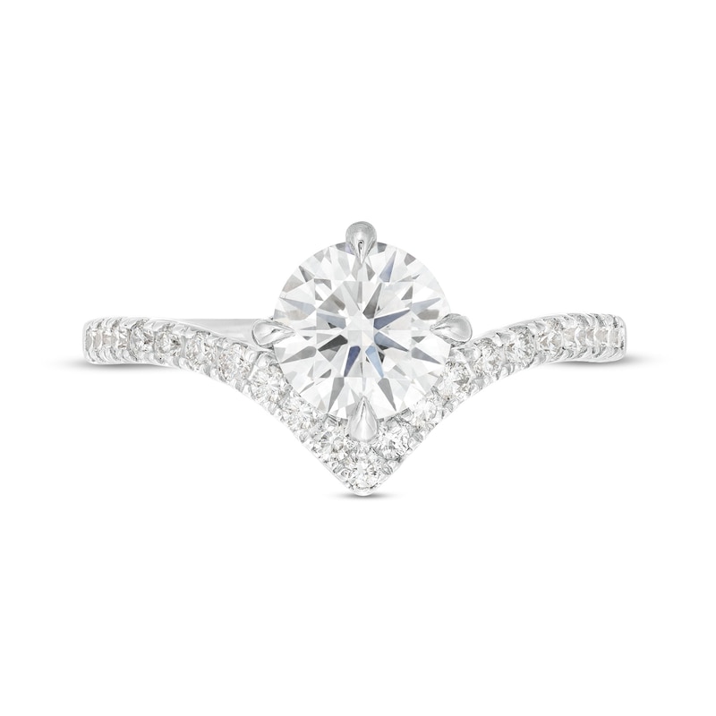 Main Image 5 of You're the One™ 1-1/5 CT. T.W. Certified Lab-Grown Diamond Chevron Engagement Ring in 14K White Gold (F/SI2)