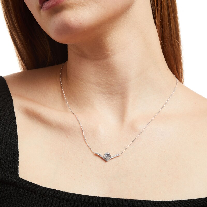 Main Image 2 of You're the One™ 1-1/5 CT. T.W. Certified Lab-Grown Diamond Chevron Necklace in 14K White Gold (F/SI2) – 18.5"
