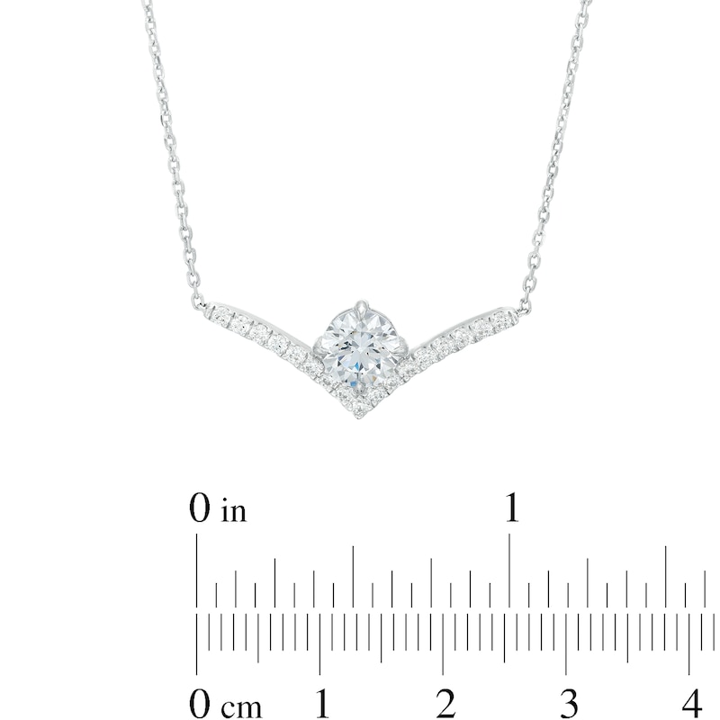 Main Image 3 of You're the One™ 1-1/5 CT. T.W. Certified Lab-Grown Diamond Chevron Necklace in 14K White Gold (F/SI2) – 18.5"