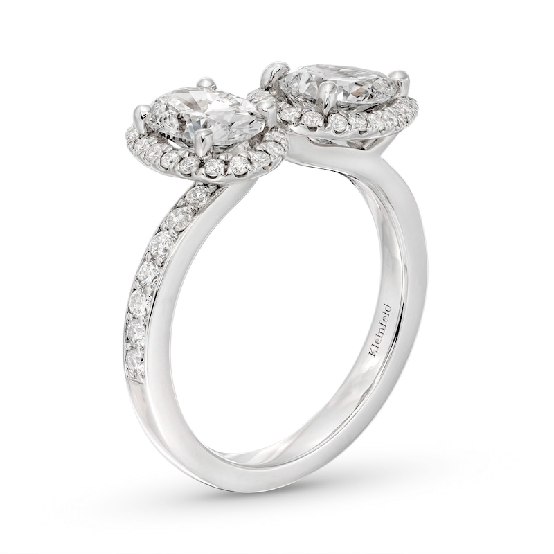 Main Image 3 of Kleinfeld® x Zales 2-3/8 CT. T.W. Certified Oval and Pear-Shaped Lab-Grown Diamond Engagement Ring in Platinum (F/VS2)
