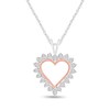 Thumbnail Image 0 of 1/15 CT. T.W. Diamond Starburst Frame Open Heart Pendant in 10K Two-Tone Gold