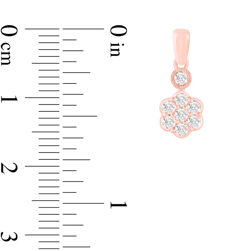 Main Image 2 of 1/4 CT. T.W. Diamond Dainty Flower Pendant in 10K Rose Gold