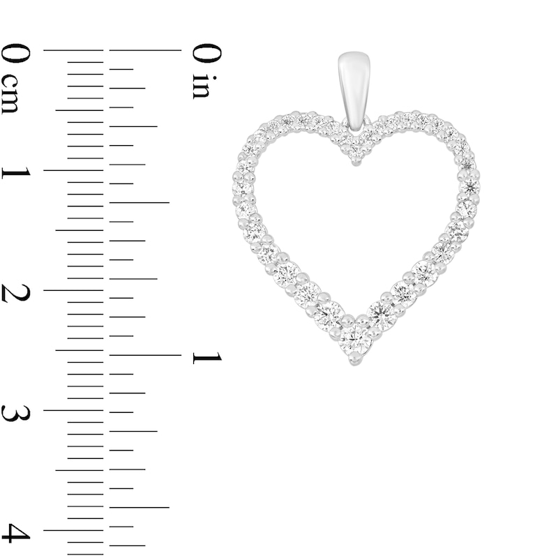Main Image 2 of 1/2 CT. T.W. Diamond Graduated Open Heart Pendant in 14K White Gold