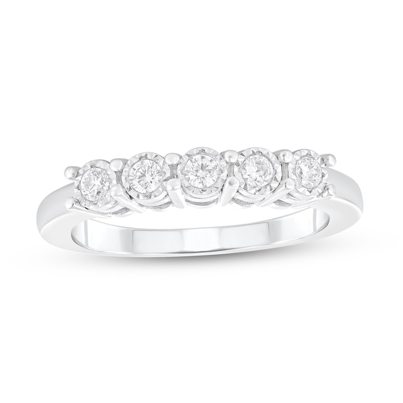 Main Image 1 of 1/5 CT. T.W. Diamond Five Stone Anniversary Band in 10K White Gold
