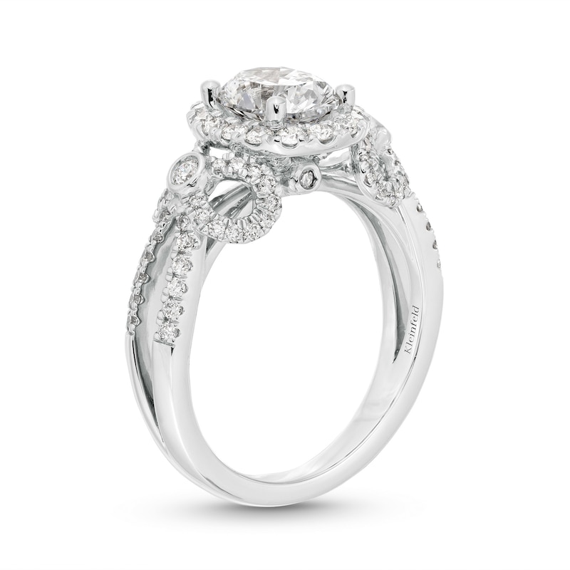 Main Image 3 of Kleinfeld® x Zales 2-1/5 CT. T.W. Certified Oval Lab-Grown Diamond Split Shank Engagement Ring in Platinum (F/VS2)