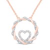 Thumbnail Image 1 of 1/10 CT. T.W. Diamond Twist Circle with Heart Necklace in 10K Rose Gold – 19&quot;