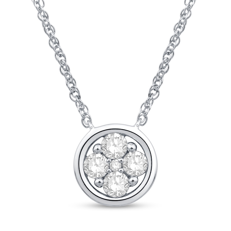 Main Image 1 of 1/3 CT. T.W. Diamond Circle Necklace in 14K White Gold