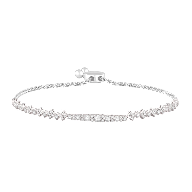 Main Image 1 of 1 CT. T.W. Diamond Bolo Bracelet in 14K White Gold - 9.5"