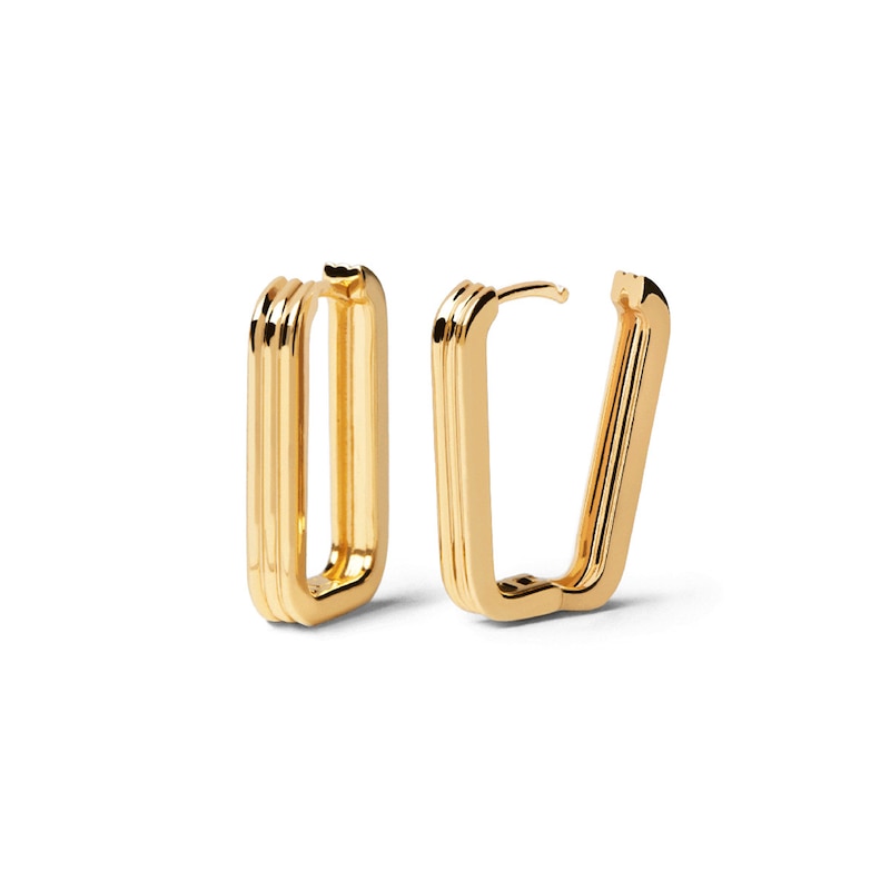 Main Image 1 of PDPAOLA™ at Zales Ribbed Hoop Earrings in Sterling Silver with 18K Gold Plate