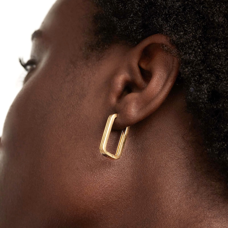 Main Image 3 of PDPAOLA™ at Zales Ribbed Hoop Earrings in Sterling Silver with 18K Gold Plate