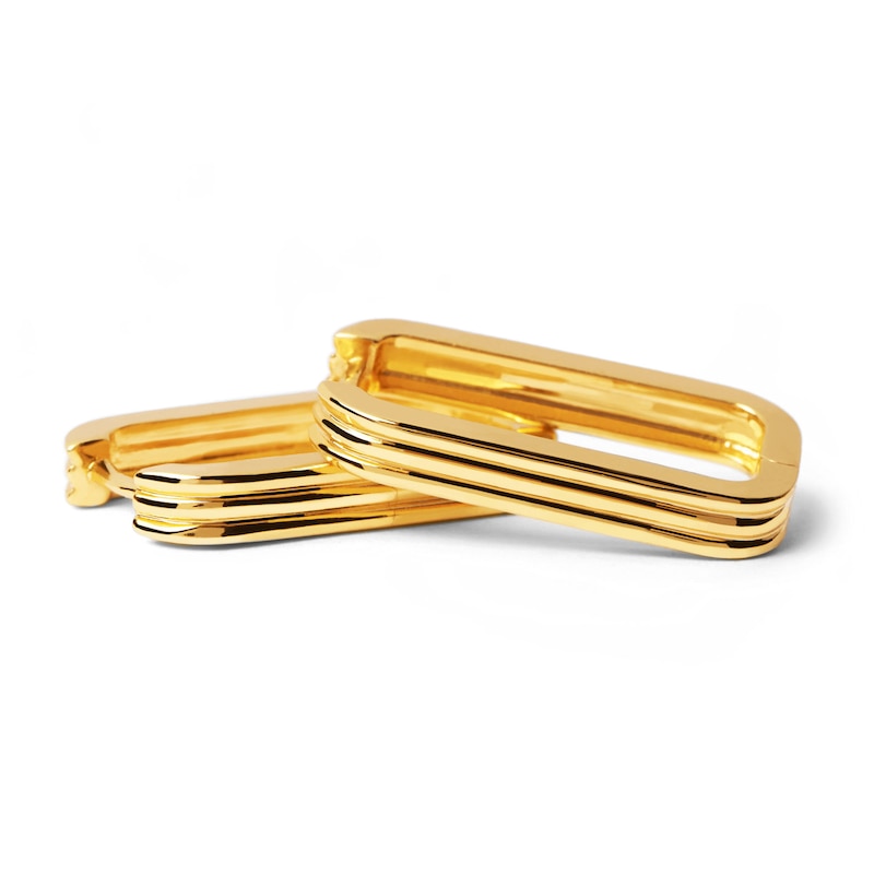 Main Image 4 of PDPAOLA™ at Zales Ribbed Hoop Earrings in Sterling Silver with 18K Gold Plate