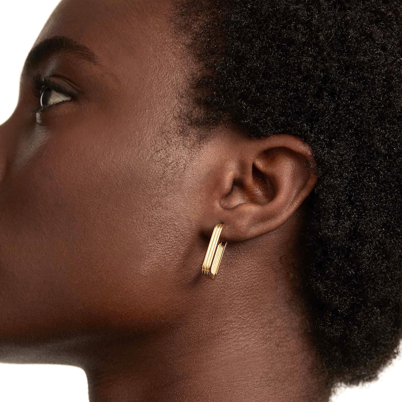 Main Image 5 of PDPAOLA™ at Zales Ribbed Hoop Earrings in Sterling Silver with 18K Gold Plate