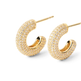 PDPAOLA™ at Zales Cubic Zirconia Multi-Row Open Hoop Earrings in Sterling Silver with 18K Gold Plate