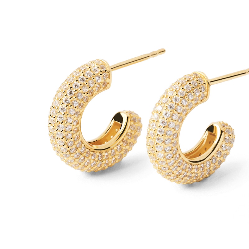 Main Image 1 of PDPAOLA™ at Zales Cubic Zirconia Multi-Row Open Hoop Earrings in Sterling Silver with 18K Gold Plate