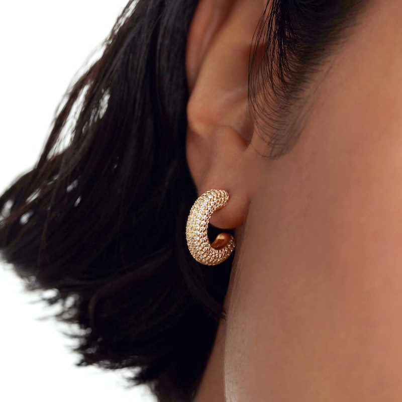 Main Image 3 of PDPAOLA™ at Zales Cubic Zirconia Multi-Row Open Hoop Earrings in Sterling Silver with 18K Gold Plate