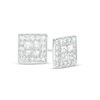 Thumbnail Image 1 of Men's 1 CT. T.W. Quad Square-Cut Diamond Frame Stud Earrings in 14K White Gold