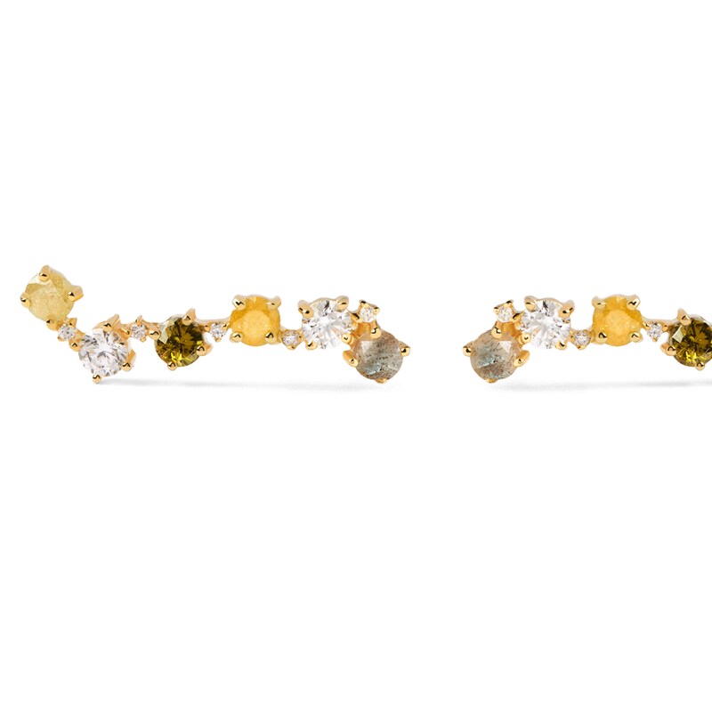 Main Image 1 of PDPAOLA™ at Zales Labradorite and Cubic Zirconia Crawler Earrings in Sterling Silver with 18K Gold Plate